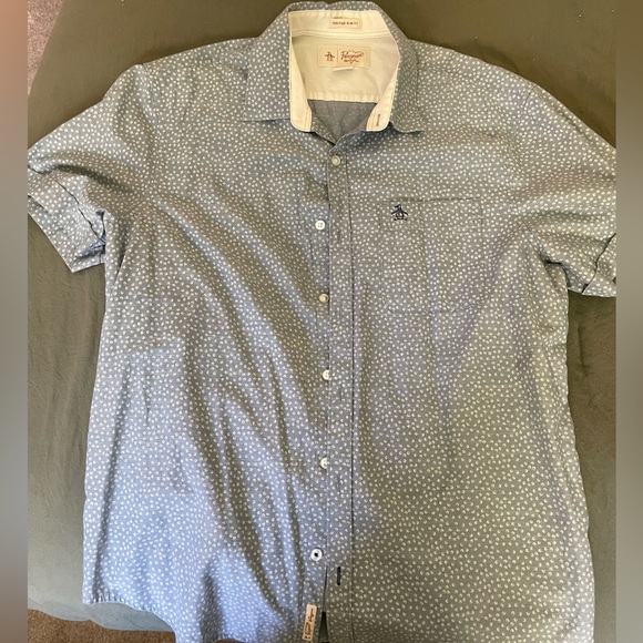 Original Penguin Light Blue Patterned Button Down Shirt - Picture 1 of 4